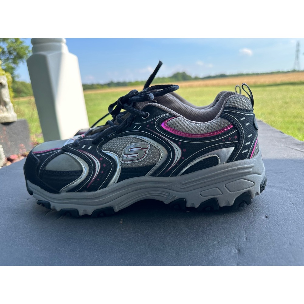 Skechers Work D'Lites Women Slip Resistant Safety Toe Athletic Shoes Gray Pink 9 - Picture 2 of 13